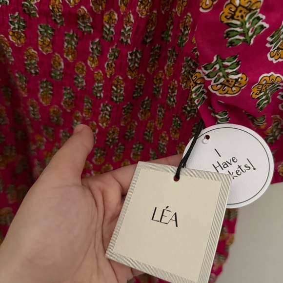 LEA 100% Cotton Plus Size Pink Floral Puff Sleeve Tiered Smocked Maxi Dress - Picture 9 of 12